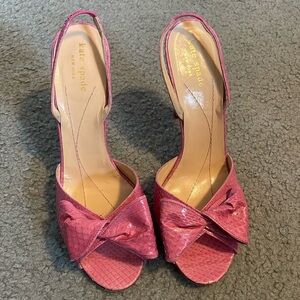 Kate Spade Pink/Snake Bow Heels Sz 7.5